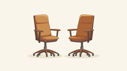 Modern Wooden Chairs Office Furniture Vector Illustration