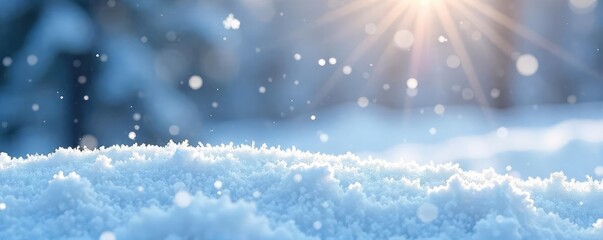 Naklejka premium Large, soft snowflakes gently falling on a pristine, untouched snowdrift, creating a serene winter wonderland scene Perfect for winter, holiday, or nature themes , frost, cold
