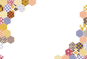 秋の季節の彩り和柄背景イラスト