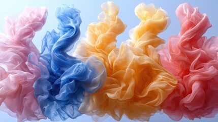 Fototapeta premium Abstract Colorful Fabric Swirls: A Symphony of Pastel Hues