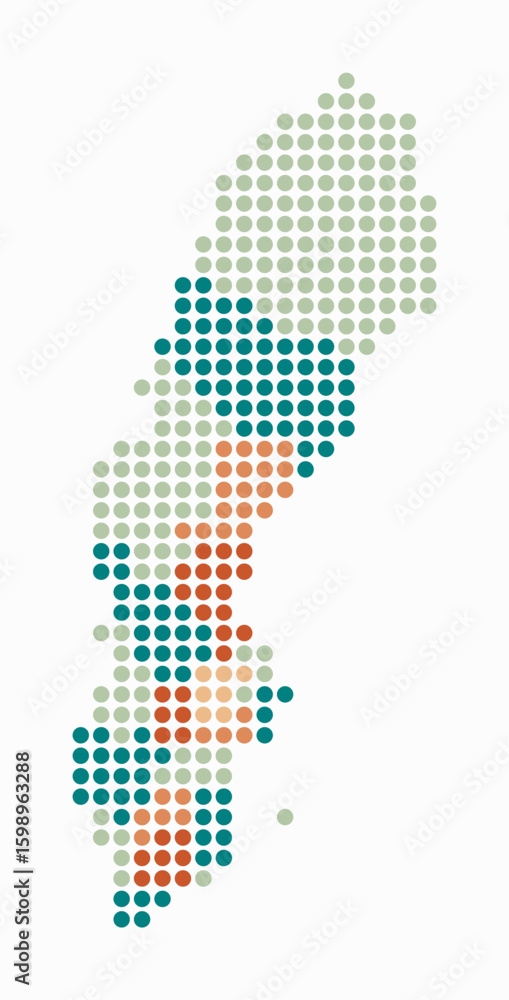 Poster sweden dotted map. digital style map of the country on white background. sweden shape with circle do