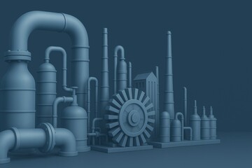Complex network of pipes, tanks, and a turbine working together in an industrial power generation plant, showcasing the intricacies of energy production