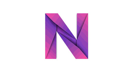 Vector origami n letter logo design template vector illustration purple gradient modern company branding identity 100