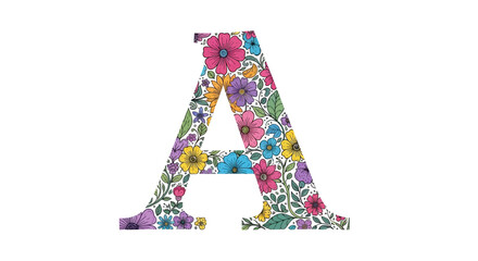 Vector floral letter a design for decoration and crafts projects with colorful flower pattern vector illustration