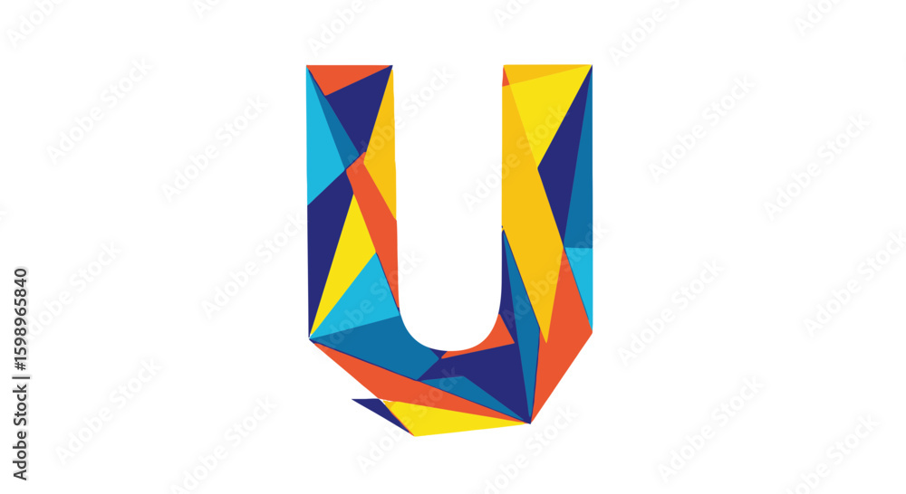 Fototapete vector abstract polygonal letter u design vector illustration colorful geometric alphabet initial lo
