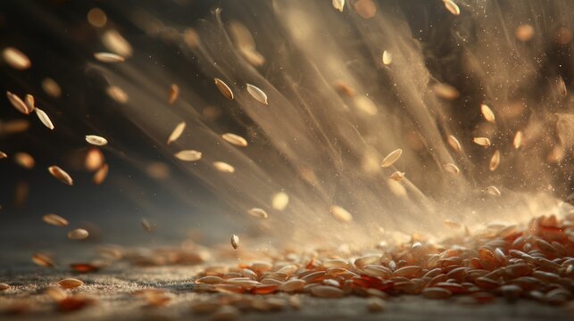 Rice grains in motion