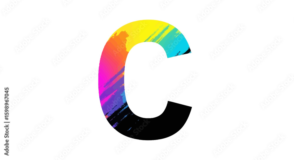Poster vector colorful letter c design with abstract art and vibrant colors for creative projects and graph