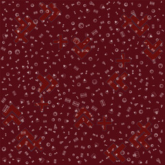  Minimalist Line Basketball Icons Seamless Pattern for Modern Sport Banner with maroon background