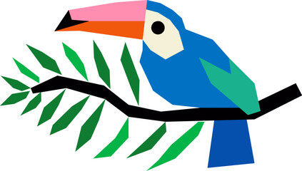 Fototapeta premium Paper Cut Toucan on Branch
