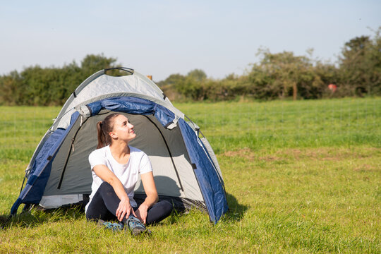 woman camping
