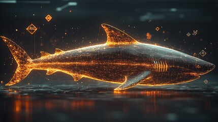 Digital Shark: A Glowing Apex Predator in the Digital Sea