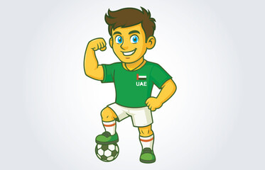 UAE Soccer or Football Player Mascot Cartoon Character Template
