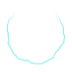 Wavy Neon Blue Circle Frame on Transparent Background

