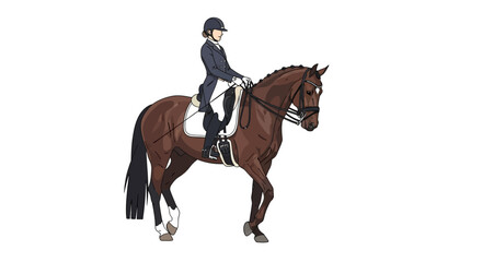Illustration of female equestrian on horseback
