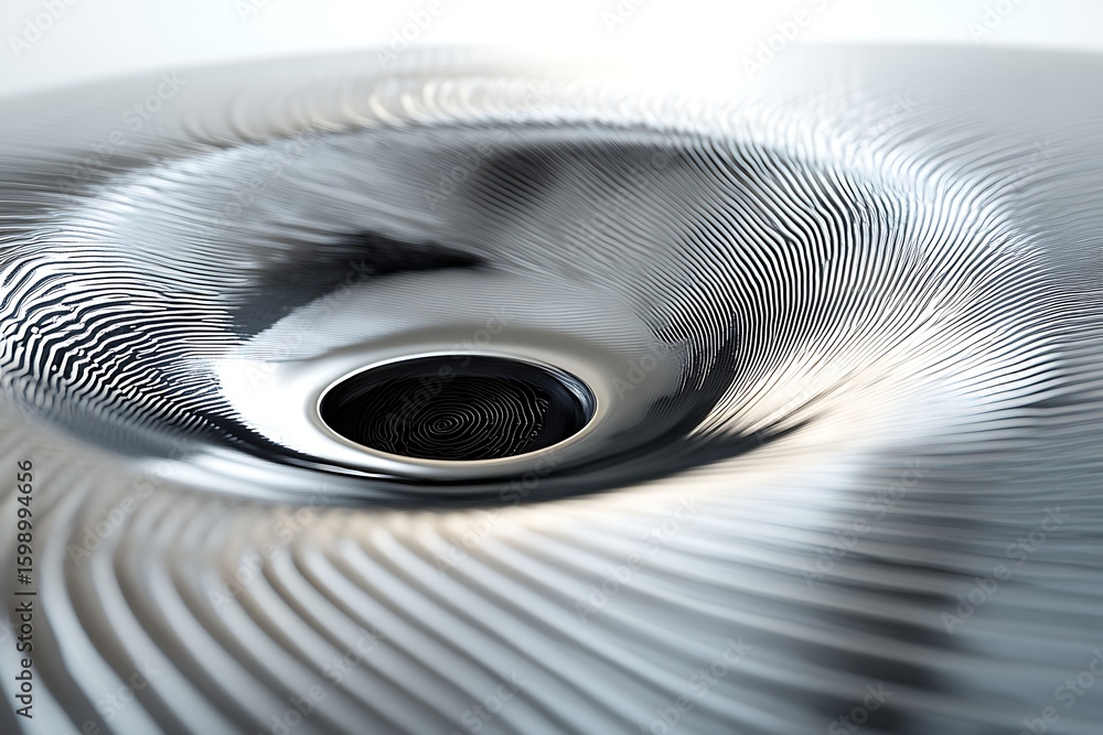Poster abstract metallic vortex with intricate patterns and reflections for futuristic concept art