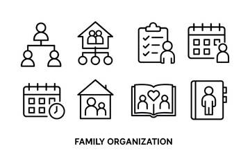 Fototapeta premium Icons for family organization: planning, calendar, and structure concepts