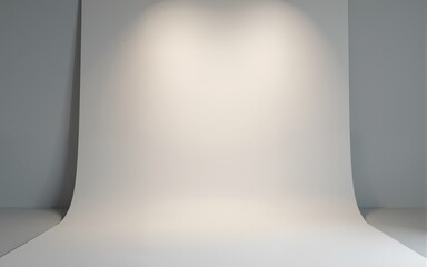Grey studio lighting. Soft grey neutral 3d studio background. Warm soft light studio lighting. Photostudio soft box neutral lighting. High quality