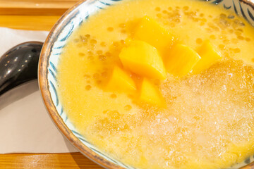 angle view mango pomelo sago