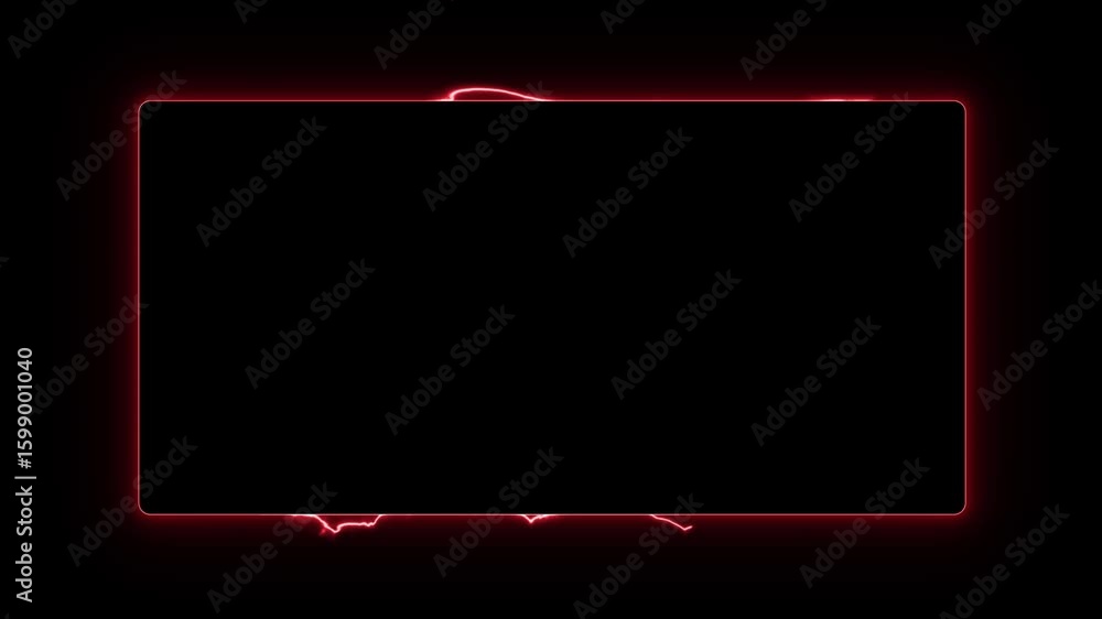 Poster red electric energy rectangle frame loop with distortion