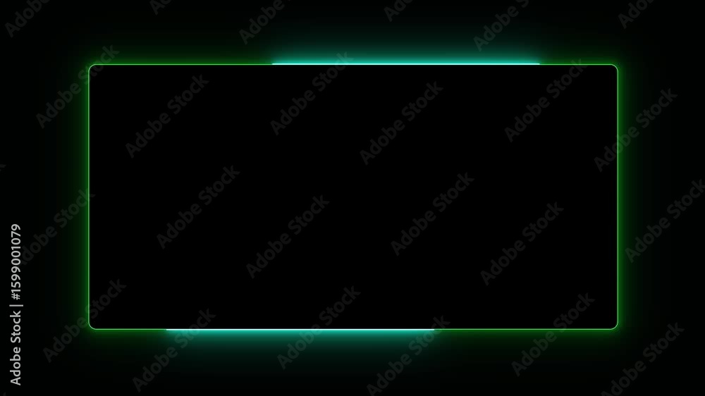 Poster bright green and teal neon tracing rectangle frame loop