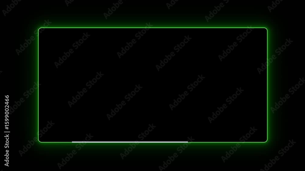Poster vibrant green neon rectangular frame loop with tracing light