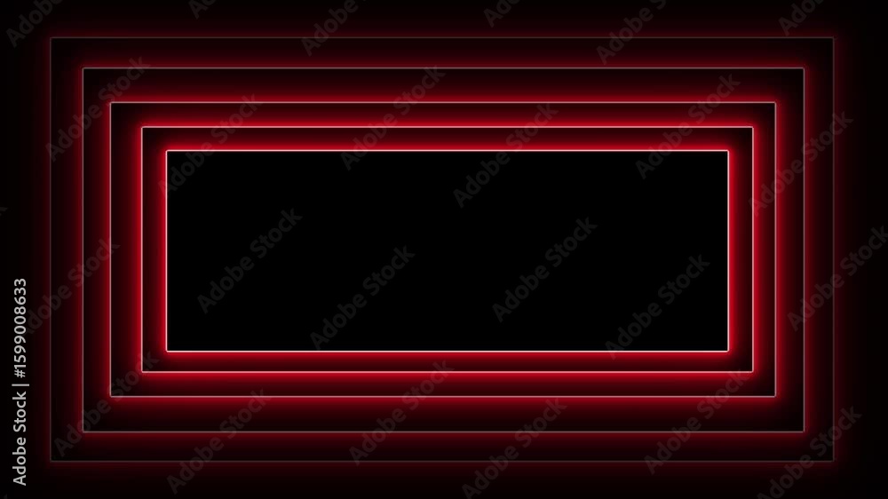 Poster pulsating red neon rectangle frame loop