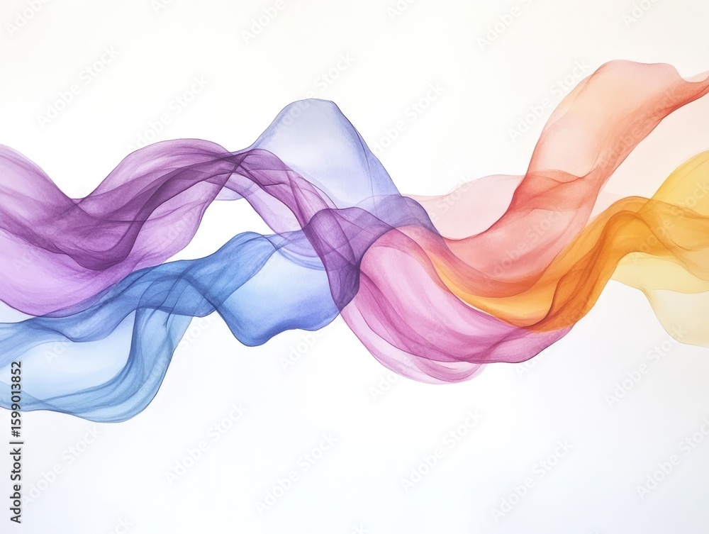 Poster a captivating digital watercolor image featuring a dynamic composition of unique fluid shapes in a h