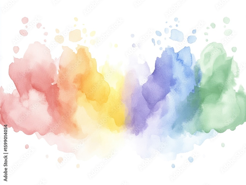 Aufkleber enchanting watercolor showcasing a collection of colorful invitation cards displayed against a backg