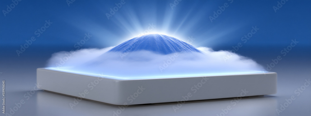 Poster dramatic photograph of dry ice sublimating and creating a thick fog in a container