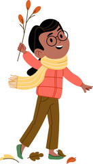 Girl Enjoying Autumn Leaves