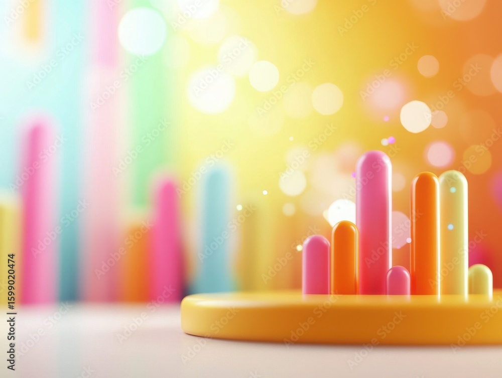 Poster vibrant colorful bar graphs representing data insights studio setting digital illustration energetic