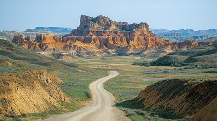 Majestic Desert Landscape: A Winding Road Through the Breathtaking Red Rock Formations