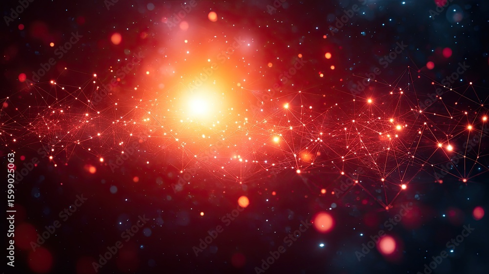 Aufkleber abstract cosmic network background with glowing light and connection points represents
