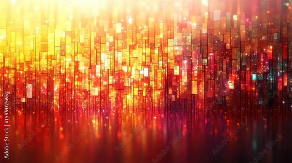 Fototapete abstract composition featuring warm hues and a mosaic-like pattern creating a vibrant and dynamic