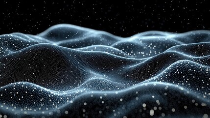 Abstract Glittering Waveform: Digital Landscape of Light and Shadow
