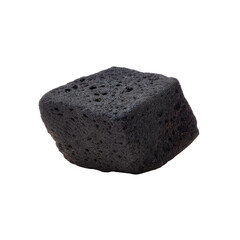 Obraz premium Black Pumice Stone on White Background Suitable for Beauty and Foot Care Treatments, Natural Exfoliation and Skincare Use