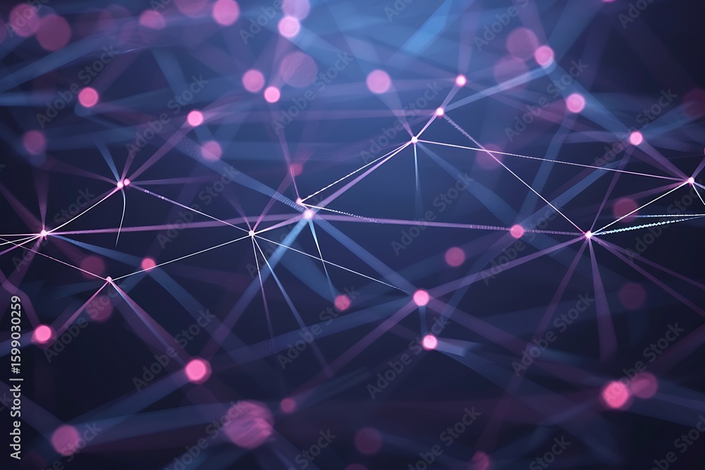 Poster abstract network connection with glowing nodes and lines for technology background