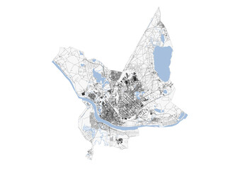 Daugavpils Comprehensive City Map: Highways, Buildings, and Waterways