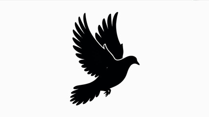 Obraz premium A black silhouette of a dove in flight against a white background (2)_traced