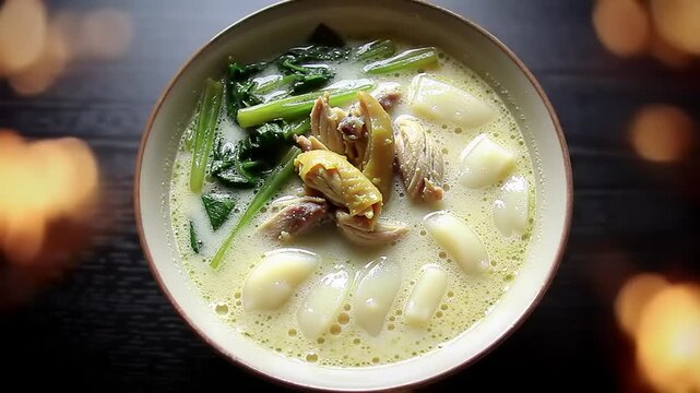 Creamy Chicken Soup with Bok Choy.