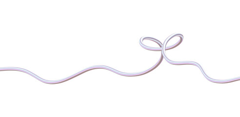 Pearlescent 3D Continuous Ribbon Line. Iridescent Pink Abstract Flowing Shape. Transparent PNG Background.