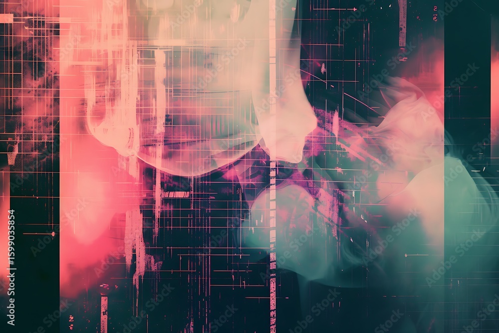 Poster abstract futuristic technology background with geometric grid and light effects, design for modern p