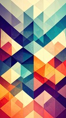 Abstract Geometric Composition with Layered Triangles and Vibrant Color Palette