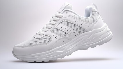 Clean Studio Shot of a White Athletic Shoe Showcasing Modern Design and Detailing for Fashion and