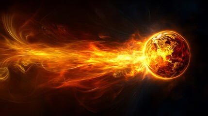 Fototapeta premium Planet earth engulfed in fiery destruction.