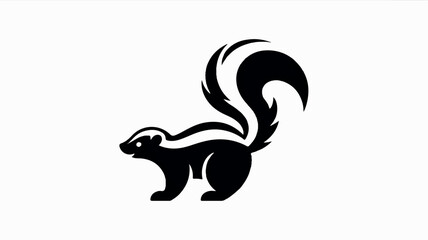 Obraz premium Minimalist black and white stylized skunk logo design for branding and identification