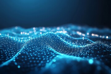 Abstract Network Connection with Light Points and Blue Lines Background