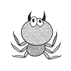 Adorable and amusing depiction of a cute cartoon crab complete with devil horns