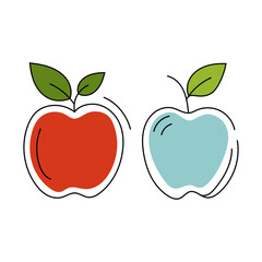 Red apple icon. Green apple symbol. Fresh fruit Vector. Healthy food element.
