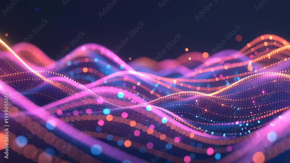 Aufkleber bright, colorful waves of light undulate in a digital space, creating a captivating visual experienc